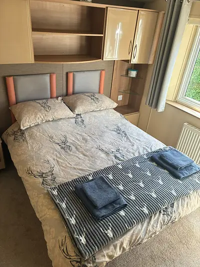 The double bedroom in The Lake District Caravan.