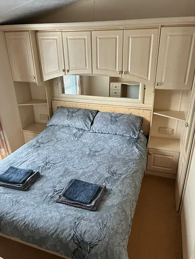 The double bedroom in The West Lakes Caravan.